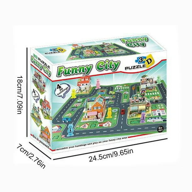 3D City Scene Puzzle Kit | DIY Cardboard Town Assembly | Buildable