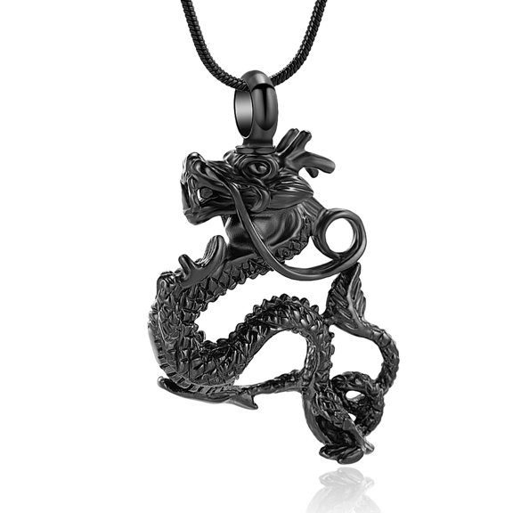 Dragon Urn Necklace for Ashes Cremation Jewelry for Women Men Stainless Steel Memorial Necklaces Ash Holder for Human Pets Keepsake Jewelry for Loved Ones with Fill Tool