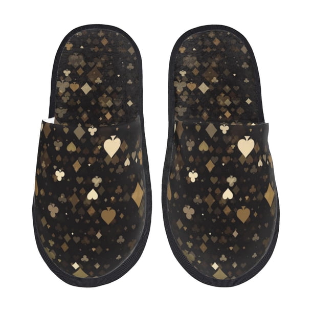 Fotbe Casino Pantuflas Peludas para Mujer con Estampado, Zapatillas de Peluche, Zapatos de Invierno para Casa, Uso Interior y Exterior-Large