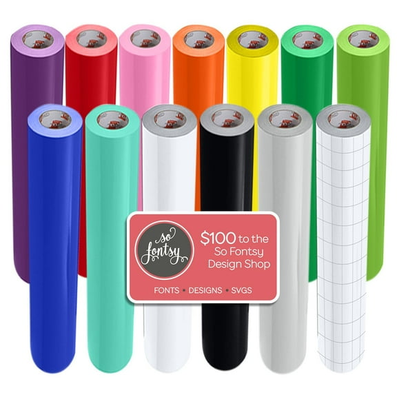 Oracal 651 Glossy 24" x 6 Ft Vinyl Rolls Plus Transfer Tape & Designs - 12 Pack