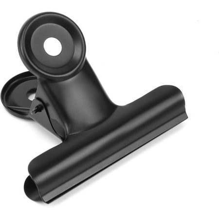 10 Pack Bulldog Clips 2.5 Inches Large Hinge Paper Clips Metal Hinge Clips for Crafts, Bags, Drawings, Photos at Kitchen & Office Usage, Black, 63mm