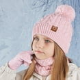 thumbnail image 2 of Besolor Kids Winter Hat Gloves Scarf Set, Beanie Hat with Pompom Knit Neck Warmer Fleece Lining Gloves for Girls Boys, 2 of 3