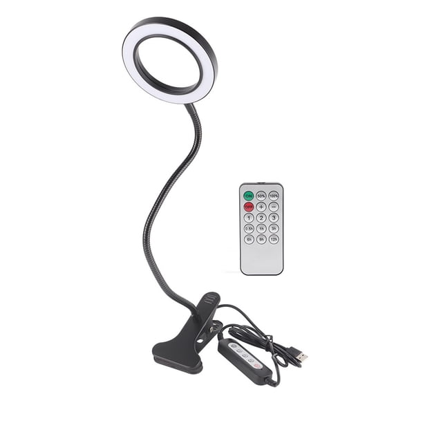Lámpara de escritorio LED USB con clip regulable y ajustable para lectura, ideal para tatuajes, belleza y oficina, color negro
