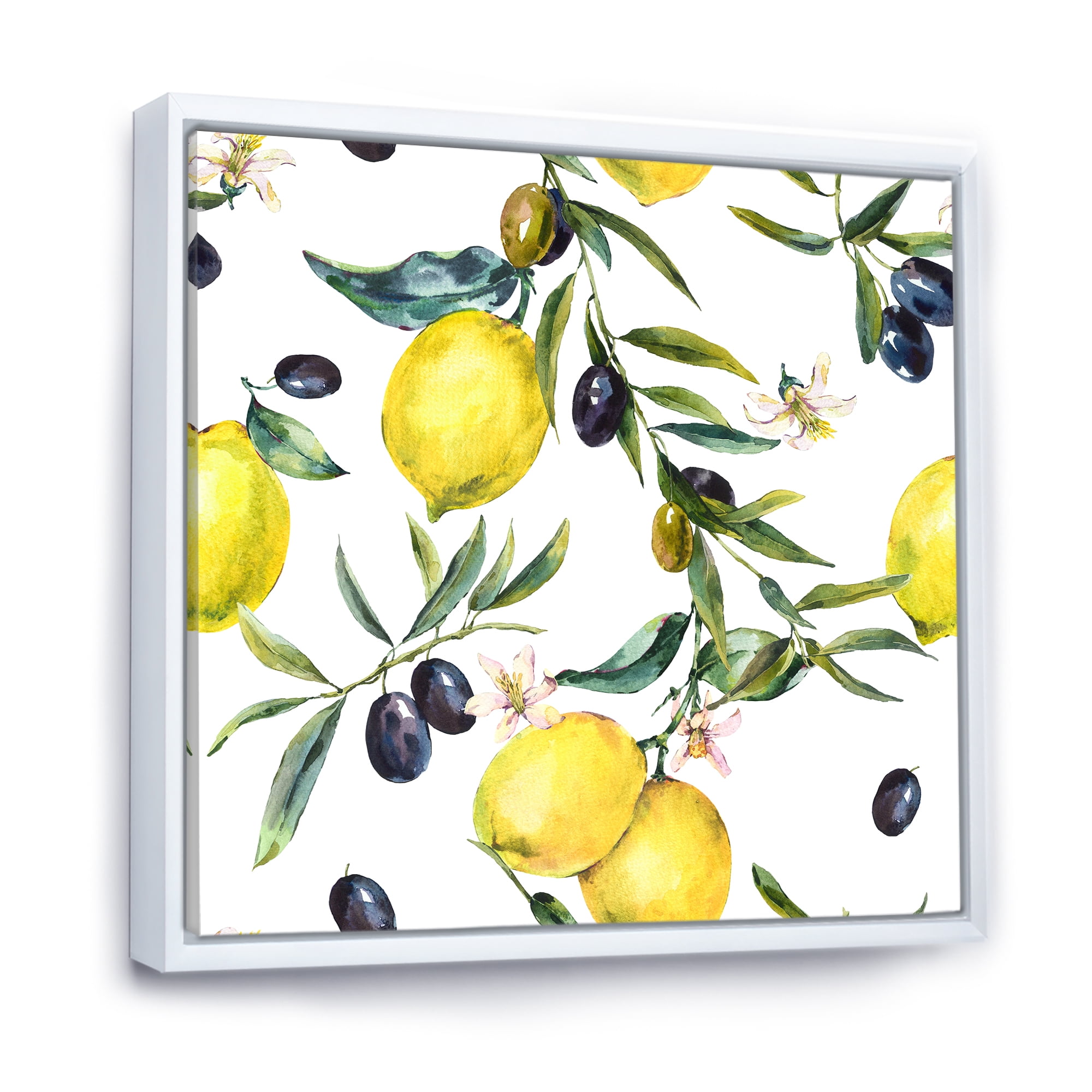 Designart 'Olive and Lemon Branches II' Tropical Framed Canvas Wall Art Print