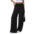 thumbnail image 4 of TANBOM Women's Wide Leg High Waist Drawstring Elastic Casual Pants Black M, 4 of 5