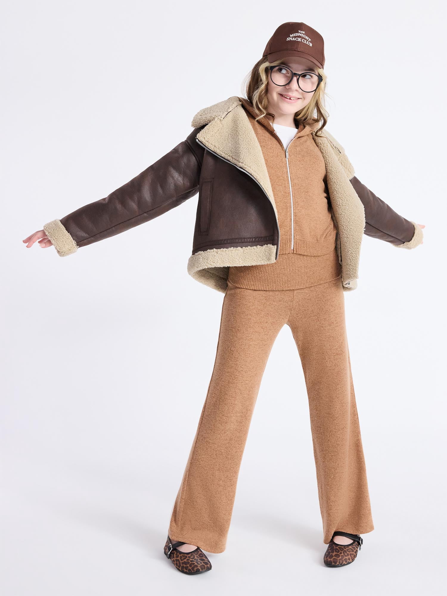Weekend Academy Girls Cozy Foldover Waist Flare Pants, Sizes 4-18