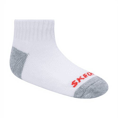 Skechers Kids Boys' 10 Pack 1/2 Terry Qtr Crew Socks, White/Blue, 5-6.5