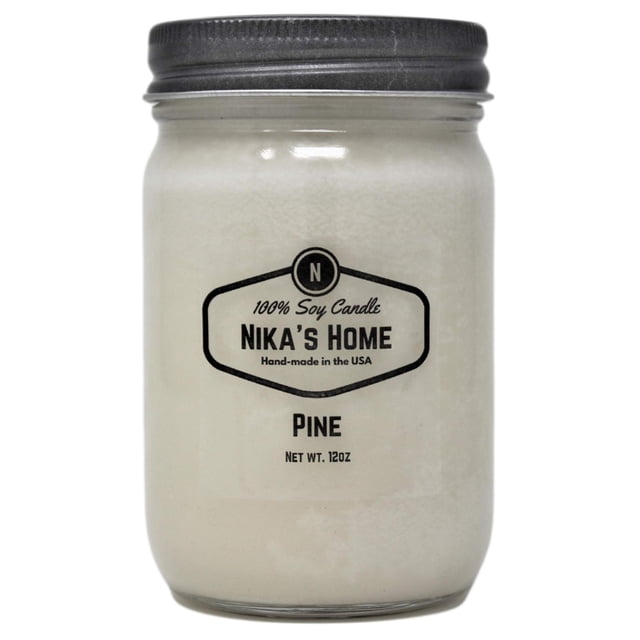 Tarro Mason Candle Nika's Home con aroma a pino, 350 ml, 50 a 60 h