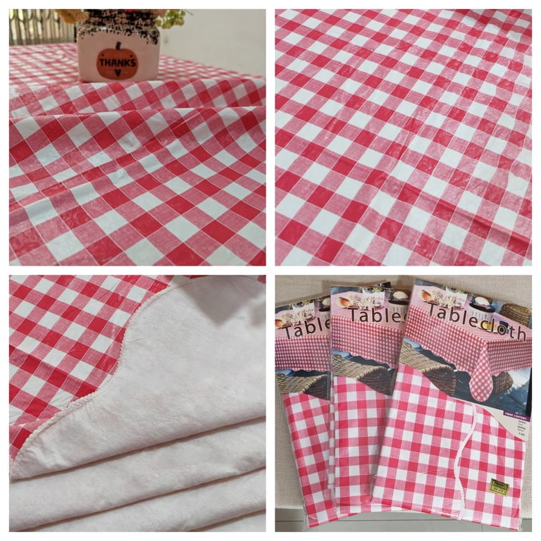 DurableDelights Red White Checkered Vinyl Tablecloth, 54x72 In photo 2