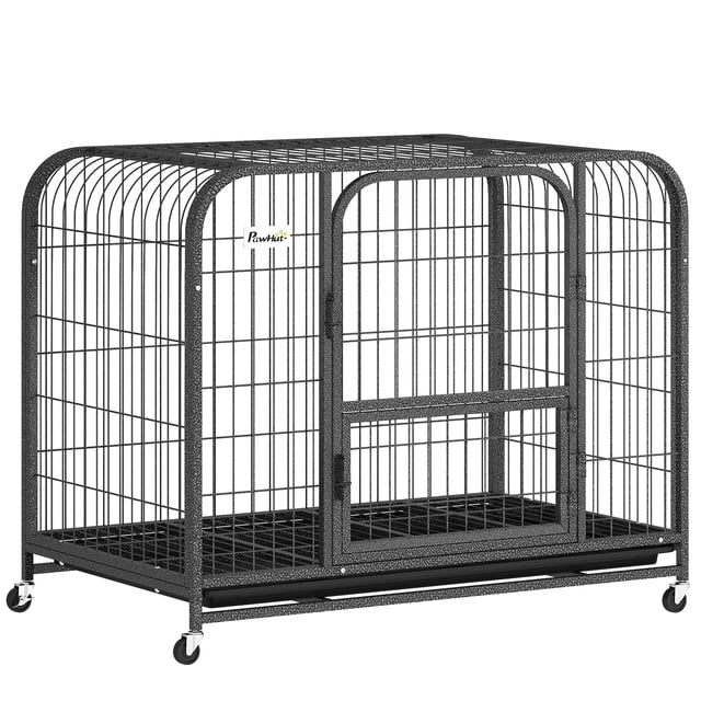 PawHut Cage pour Chien Robuste, Grande Cage pour Chien avec Roues et Plateau