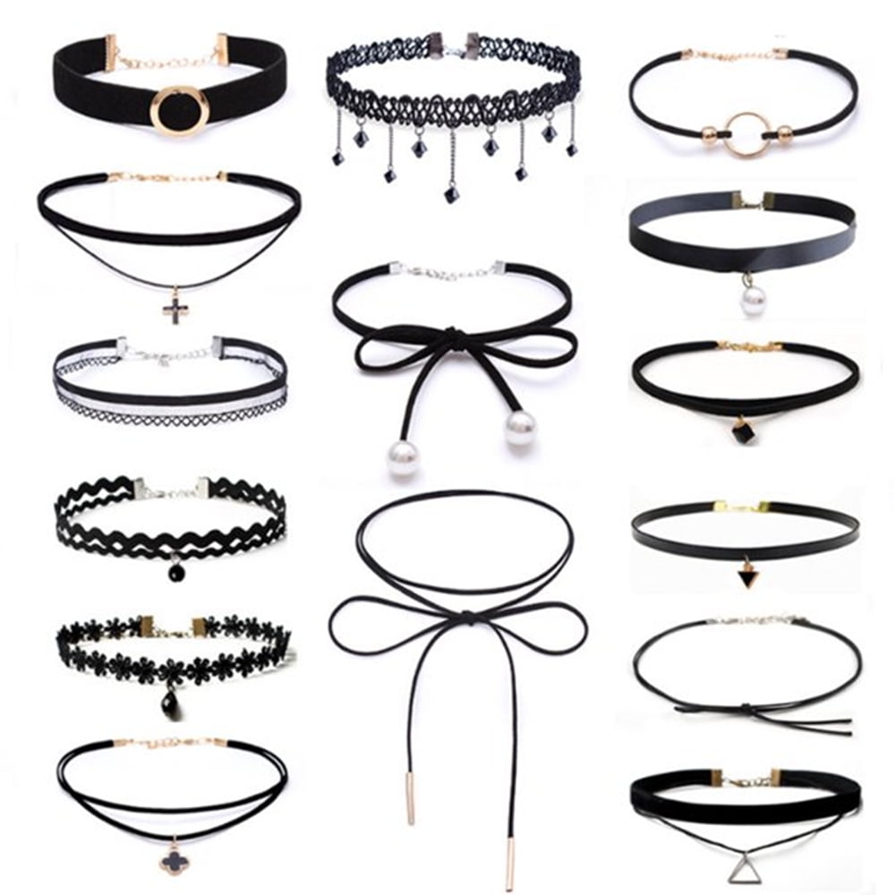EIMELI 15Pcs Choker Set Black Chokers Necklaces for Women Velvet Chokers Necklaces for Teen Girls Henna Tattoo Choker Walmart