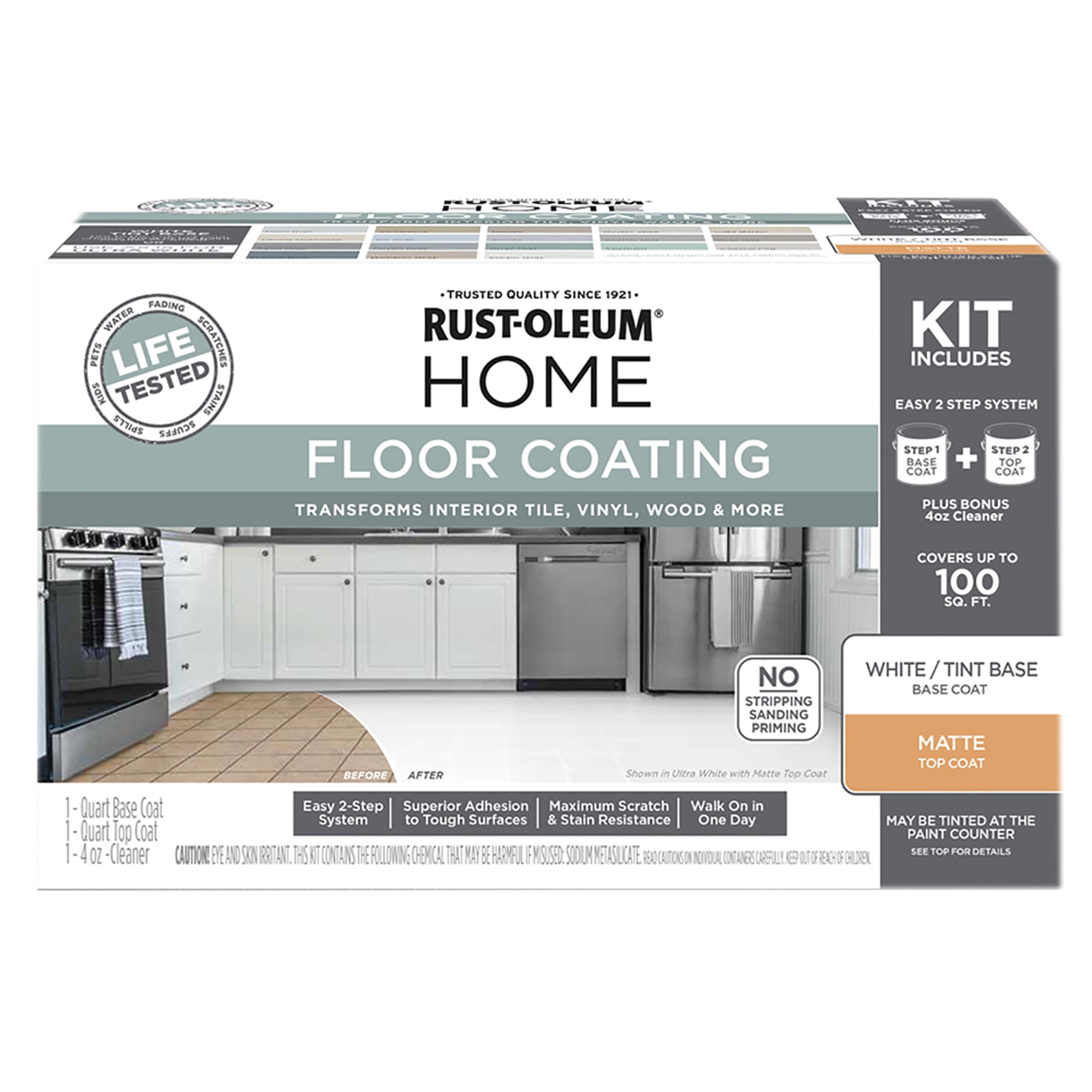 Rust-Oleum Home Matte Greige Interior Floor Coating Kit-363681T, Quart