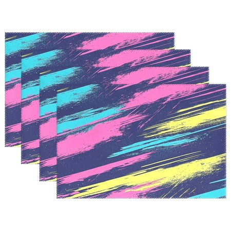 

Water Color Pattern Design 4-Piece 12x18in Heat-Proof Place Mats Set Non-Slip for Family Dining