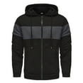 thumbnail image 1 of Pisexur Mens Winter Jacket Man Color Match Drawstring Zipper Pockets Hooded Coat Mens Winter Coat Windbreaker Jacket Warming Jacket, 1 of 3