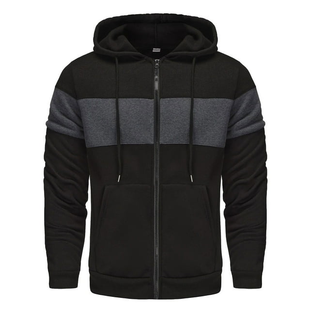 Pisexur Mens Winter Jacket Man Color Match Drawstring Zipper Pockets Hooded Coat Mens Winter Coat Windbreaker Jacket Warming Jacket