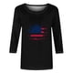 thumbnail image 4 of Fiudx Camisas de Mujer Blusa Holgada con Estampado Del Día de La Independencia, Manga Tres Cuartos, Cuello Redondo, Informal, para Mujer, 4 of 4