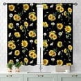 thumbnail image 3 of Sunflower Curtains for Living Room, Rusitc Farmhouse Black Yellow Floral Flower Printed Retro Country Rod Pocket Small Short Kitchen Bedroom Cafe Window Drapes Treaments 2 Panel, 55x39 Inch, 3 of 4