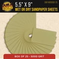 thumbnail image 2 of Dura-Gold 5000 Grit Wet or Dry Sandpaper Sheets, 5-1/2" x 9", Box of 25 - Auto Car Color Sanding Detailing, Polishing Wood, Plastic, Glass, Epoxy, Stone, Metal Finishing Hand Sand Block Sander, 2 of 6