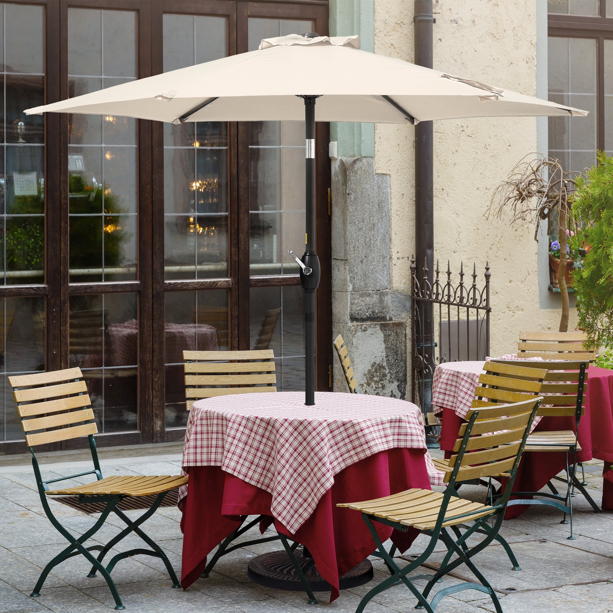 CHYVARY 7.5 FT Patio Outdoor Shade Table Market Umbrella with Tilt Button for Deck, Garden and Pool, Beige