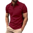 thumbnail image 2 of Qwertyu Men's Polo Shirts Cotton Short Sleeve Collared Golf Shirts Casual Fashion Basic Tee Shirts Wine L, 2 of 7