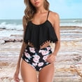thumbnail image 2 of TSADFHJI Ladies Swimsuits Tankini Women Two Piece High Waisted Bikini Set Ruffle Swimsuit Flounce Trim Bathing Suit L, 2 of 3