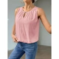 thumbnail image 5 of Tank Top for Women Keyhole V Neck Sleeveless Summer Casual Loose Fit Business Cute Floral Basic Shirt Blouse Pink XL, 5 of 6