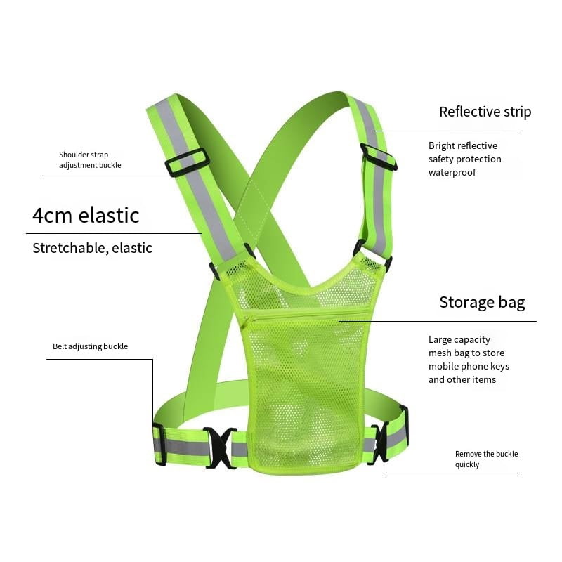 Reflective Safety Vest with Storage Pocket, Adjustable High Visibility Running Vest for Night Walking, Cycling, Hiking Outdoor Safety