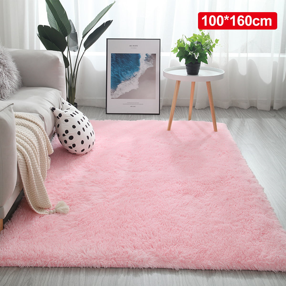 CarPet Household Foyer Bedroom Living Room Bedside Silk Door Mat Mat Color : Pink, Size : 100160cm