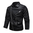 thumbnail image 1 of QTBIUQ Veste Décontractée pour Hommes en Imitation Cuir Solide avec Multiples Fermetures Éclair, 1 of 1