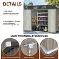 thumbnail image 4 of Sesslife 6' x 4' Outdoor Storage Shed, Patio Galvanized Steel Metal Shed with Sliding Doors, Garden Shed with Vents for Tools, Lawn Mover, Bike, Brown, 4 of 8