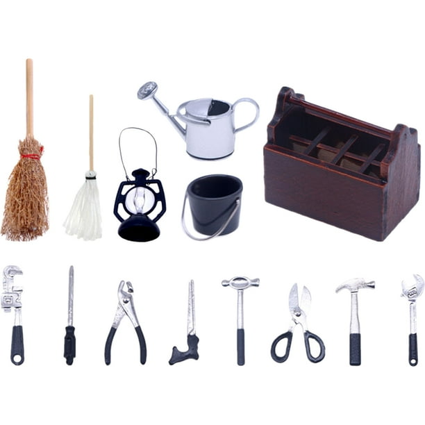 KAKOWELY 1 juego de herramientas para minicasa, modelo de caja de herramientas en miniatura, accesorios para minicasas