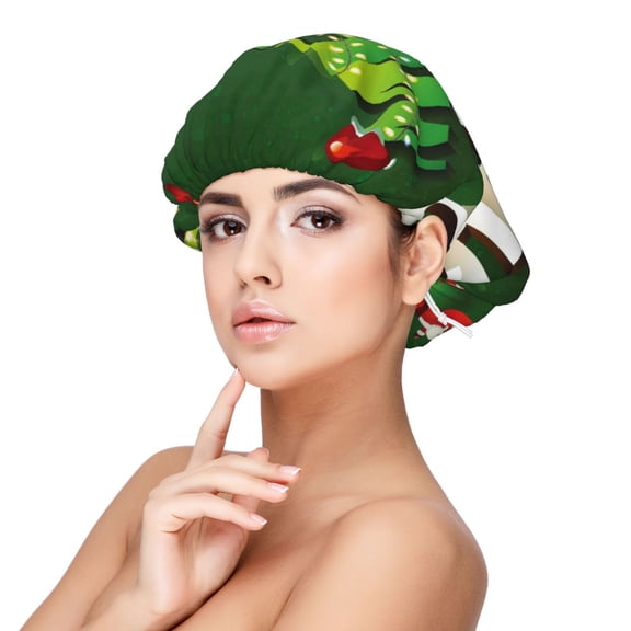 Logiee Merry Christmas Print Silk Bonnet Satin Bonnet for Sleeping Women and Men,Double Layer Hair Bonnet for Curly Braids Hair