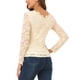 thumbnail image 3 of INSPIRAR CHIC Blusa de Encaje Floral de Manga Larga con Escote en V y Detalle de Encaje para el Día de San Valentín XS Beige, 3 of 8