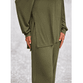 thumbnail image 3 of Womens 2 Piece Pajamas Outfits Crewneck Long Sleeve Pullover Tops Wide Leg Long Pants Casual Lounge Set, 3 of 5