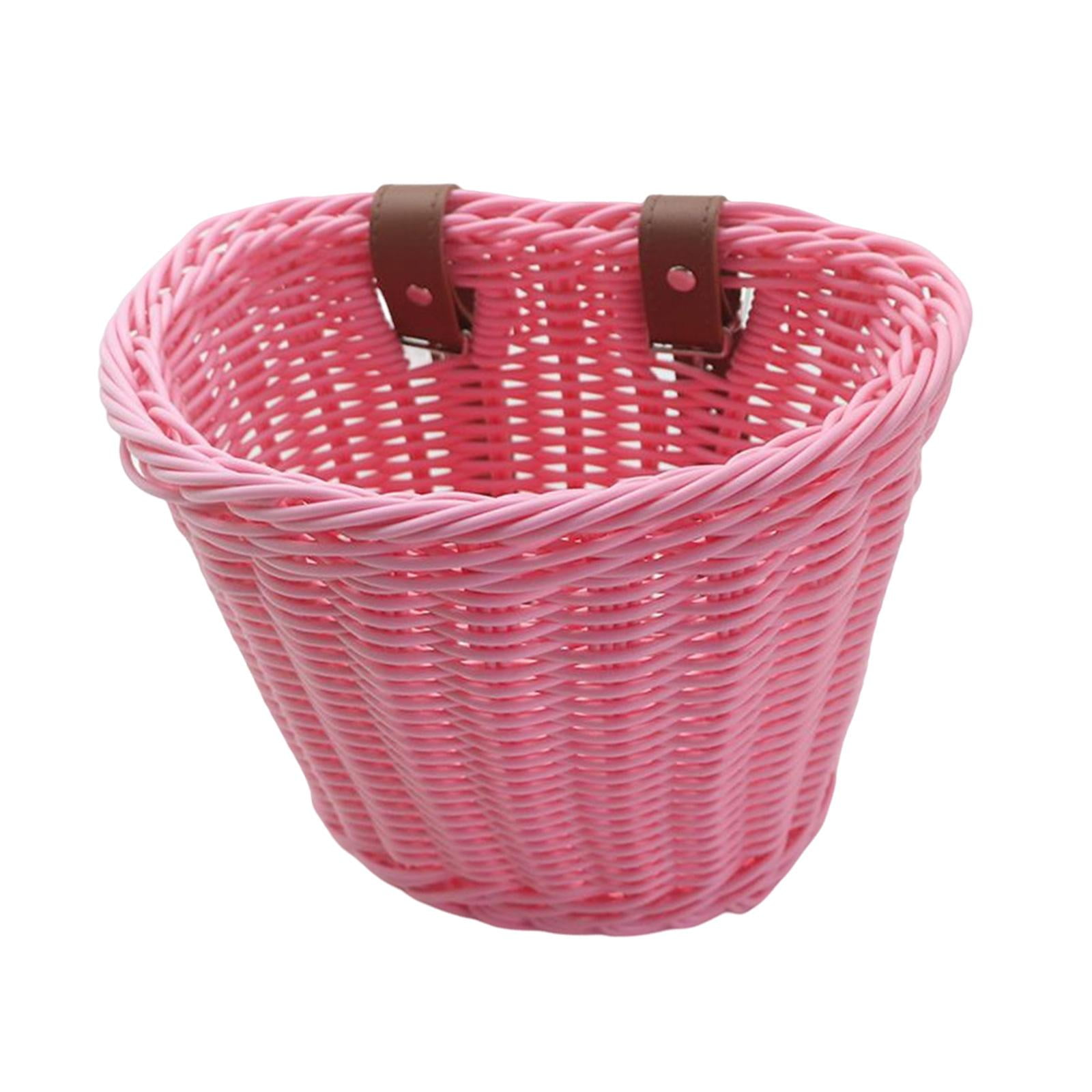 Kids Bike Basket Front Basket with Adjustable Straps Handwoven Children