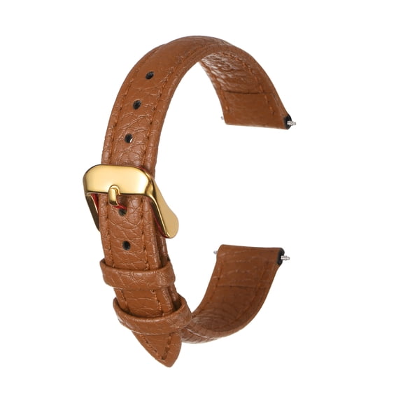 Uxcell Leather Watch Band 14mm Vintage Textured Padded Leather Watch Strap Quick Release Replacement Wristband with Stainless Steel Pin Buckle for Men and Women, Brown