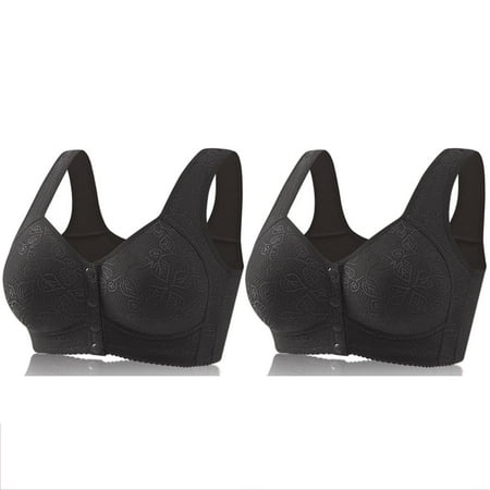 Black of Friday Deals!Clearance Staron 2PC Women Bra  Women s Bras No Underwire Front Closure Bra Comfortable Wireless Bra Stretch Comfy Bras Plus Size Bra
