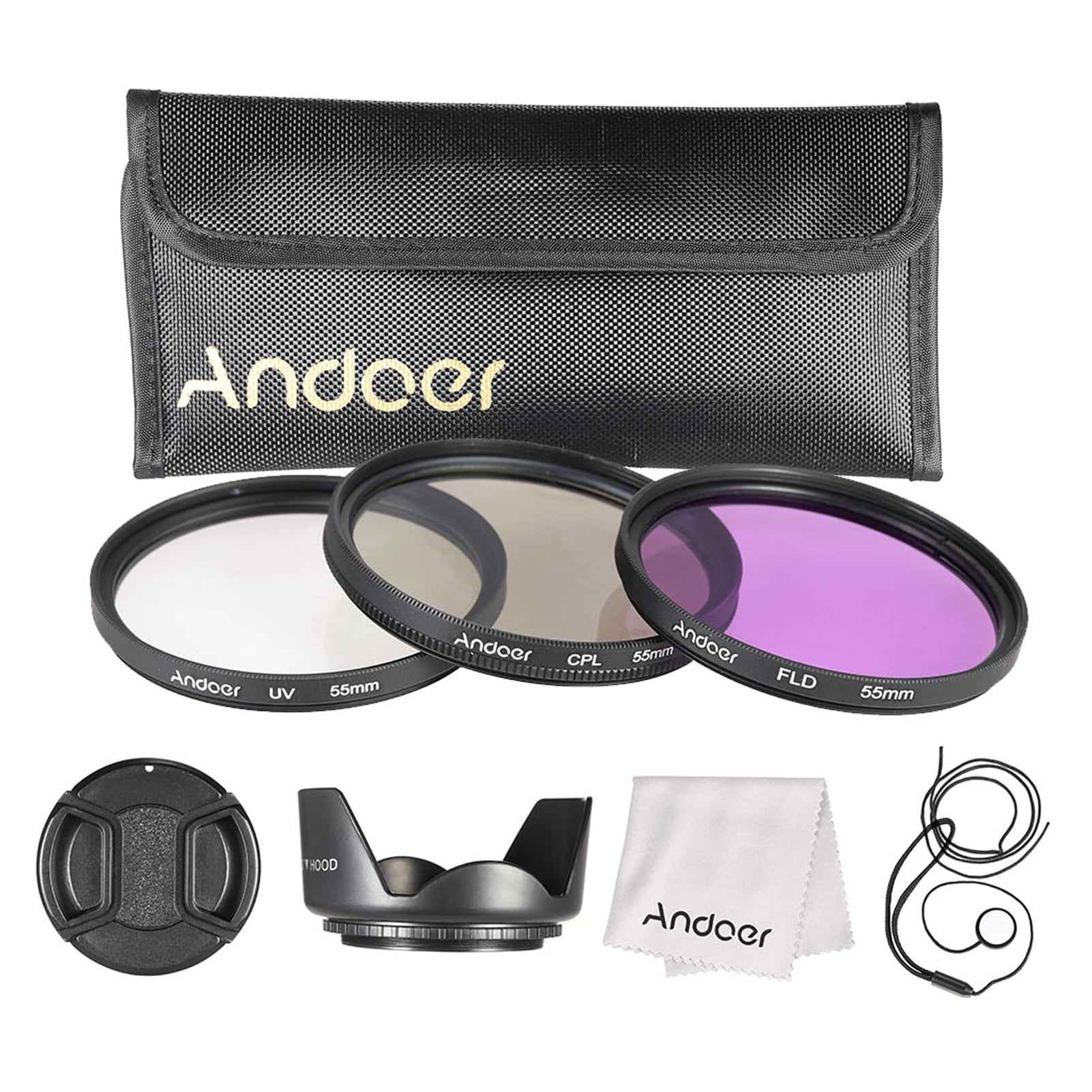 Moobody 55mm Filter Kit (UV+CPL+FLD) + Nylon Carry Pouch + Lens Cap
