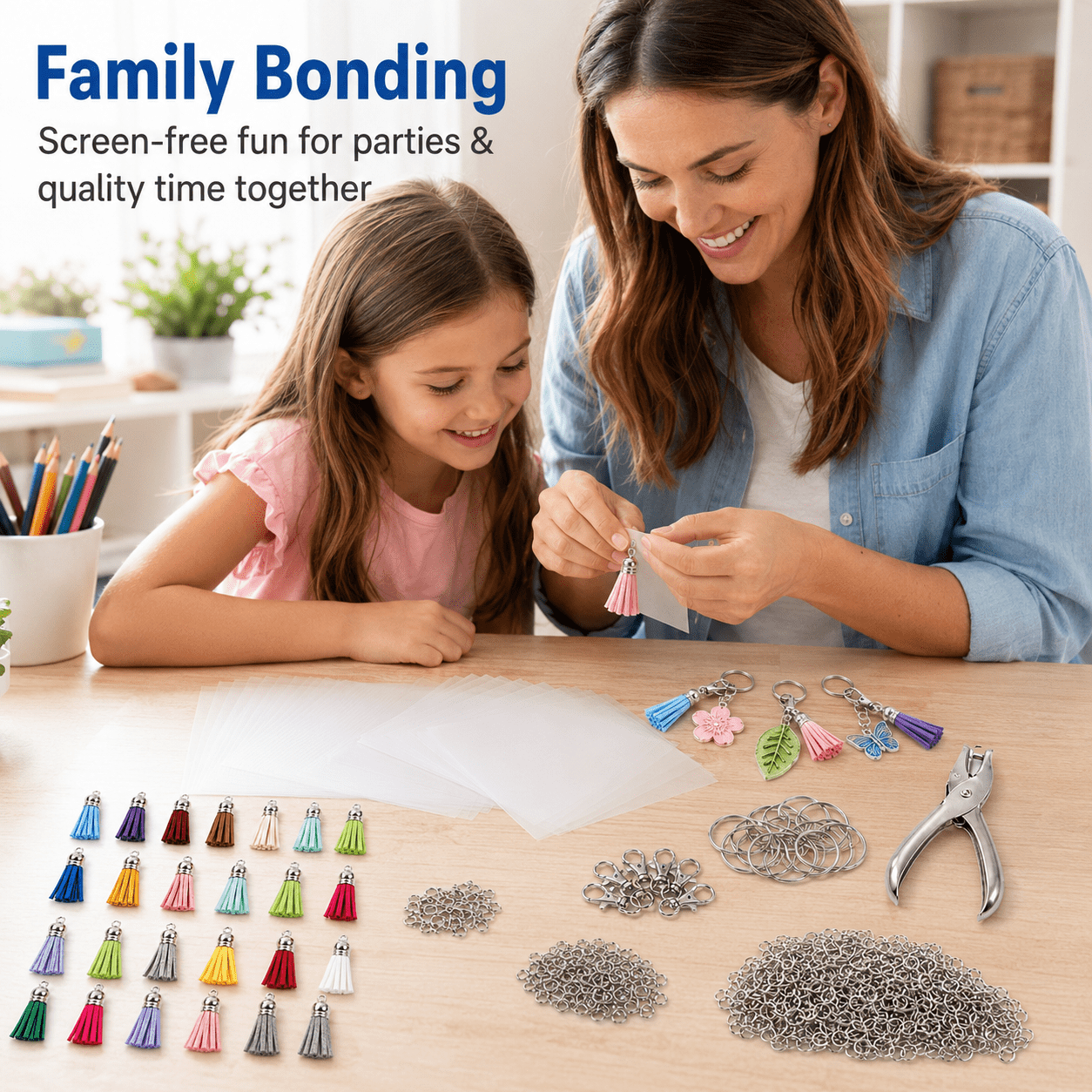 Shrinky Dink Keychain Kit Shrink Sheets Kit - Clear Heat Shrinky Art Film Paper with Keychain Accessories for Making Creative Craft Handwork 251 Pcs