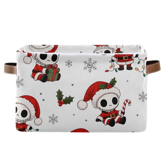 Cute Skeleton Figure Foldable Storage Large Fabric Storage Baskets Organizer Storage Bins with Handles for Home Office