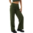 thumbnail image 2 of KOMOO Women Corduroy Wide Leg Pants Vintage High Waist Loose Trousers Solid Color Long Pants, 2 of 10
