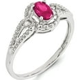 thumbnail image 2 of Sterling Silver Rhodium-Plated Created Ruby & Diam. Ring (Size 8) Made In India qbr16jul-8, 2 of 5