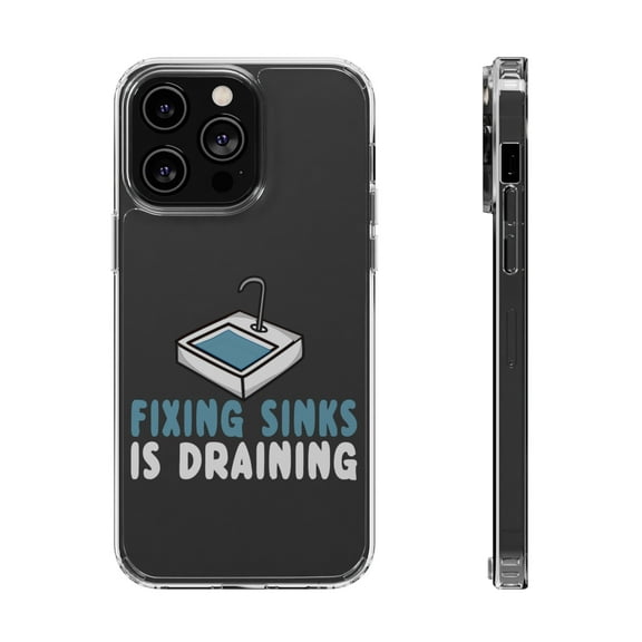 DistinctInk Clear Hybrid Case for Apple iPhone 15 Pro (6.1" Screen) - Plumbing - Raised Bezel Screen Guard