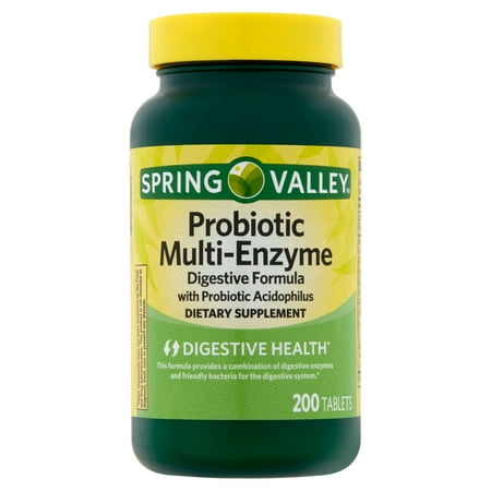 Spring Valley Probiotic Multi-Enzyme Digestive Formula Tablets, 200 Count