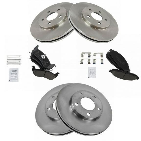 TRQ Front and Rear Brake Pad & Rotor Kit Brake Pads Brake Rotor Ceramic Fits Select 2003-2011 Lincoln Town Car