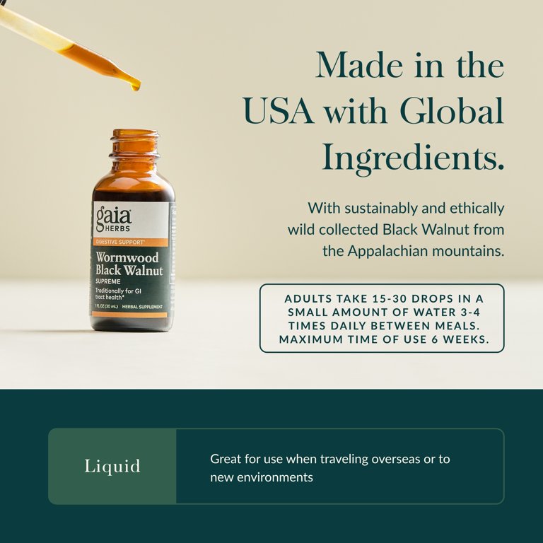 Gaia Herbs Organic Wormwood Black Walnut Supreme Tincture, Clove 