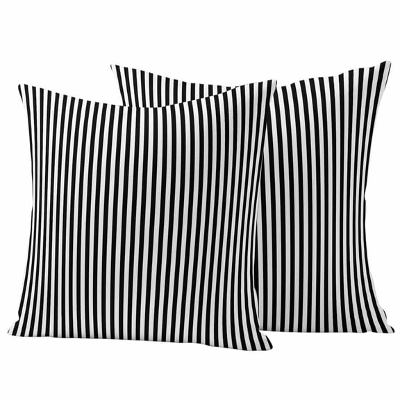 Black White Stripe Outdoor Waterproof Pillow Covers, Modern Minimalist Geometric Striped Decorative Square Throw Pillowcase Sofa Cushion Sham for Patio/Couch/Chair, 26"x26" 2 Pack