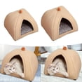 thumbnail image 1 of 2 uds cueva de felpa cama para mascotas lavable autocalentamiento antideslizante inferior manta bola nido decorativo almohadilla lavable extraíble gato Pequeño Marrón Mediano Fernando peluche perros cama gato, 1 of 8