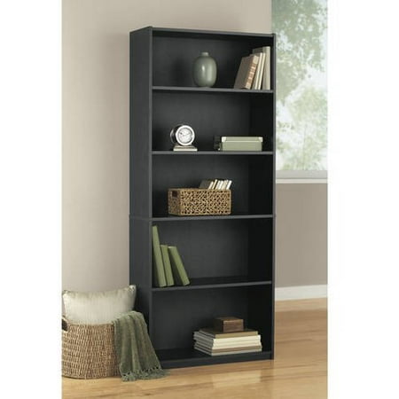 Mainstays 5-Shelf Wood Bookcase, Multiple Colors