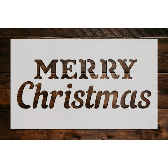 Merry Christmas Words Stencil - Art and Wall Stencil (6"x5")